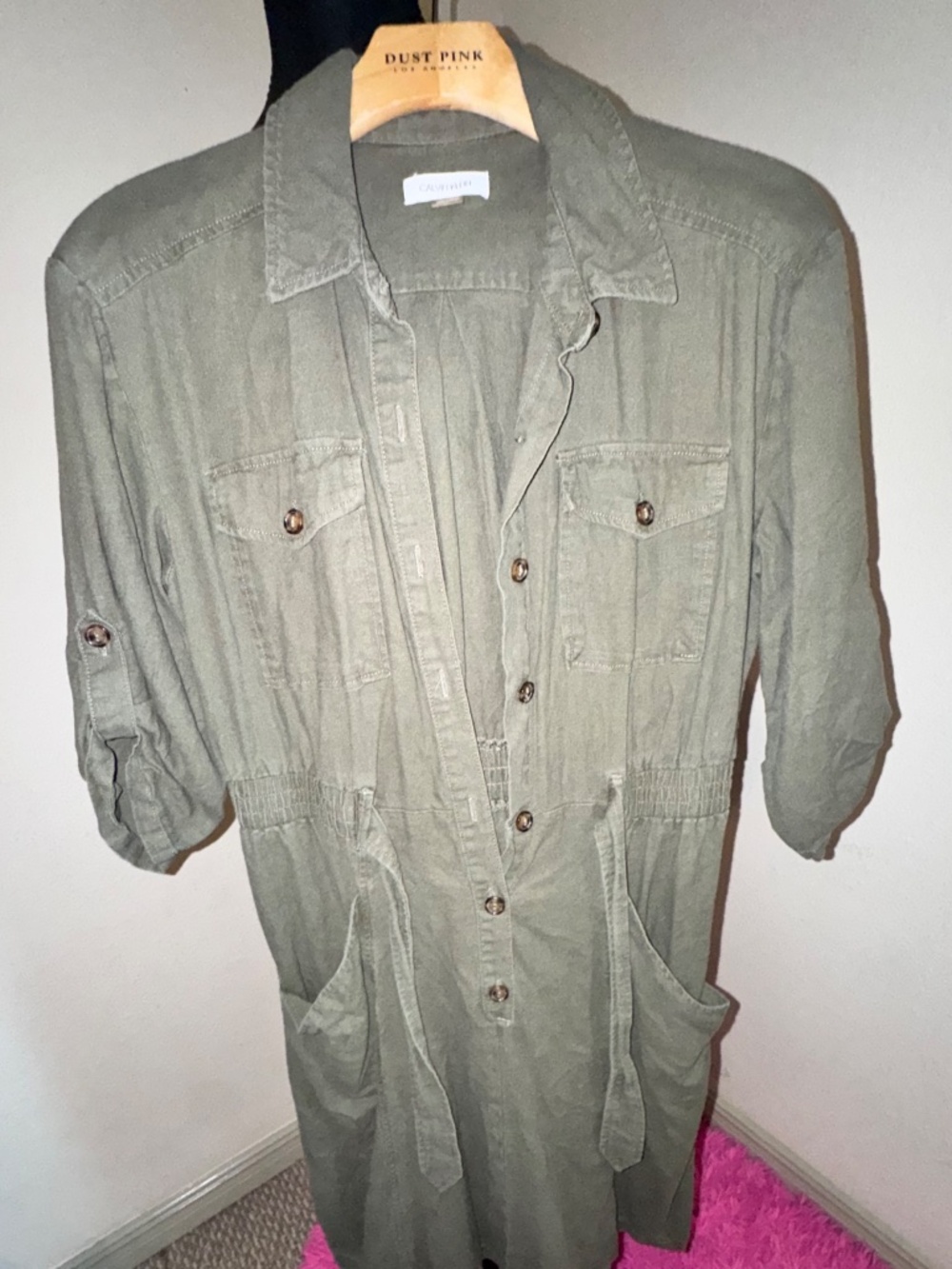 Calvin Klein Washed Linen Blend Shirt Dress - Picture 3 of 4
